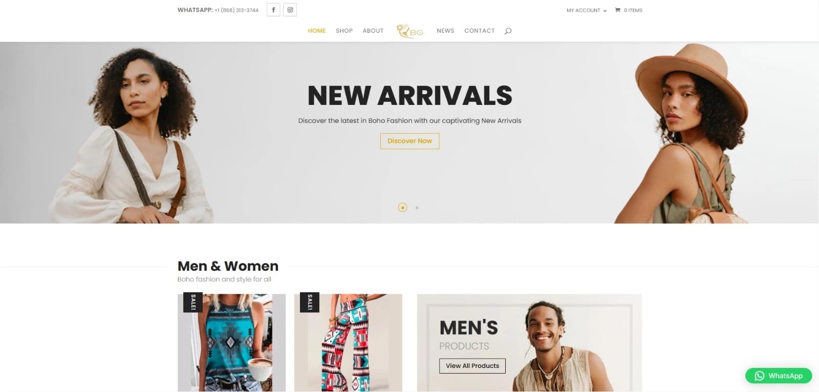 Bohemian Girl Boutique website screenshot